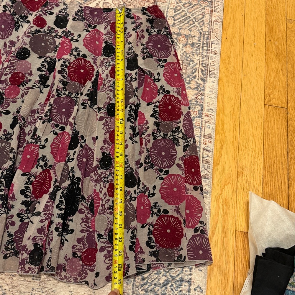 Cotton silk patterned colorful pleated  skirt size‎ 10 - Picture 6 of 8
